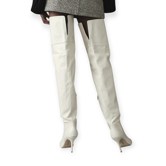 Larroude (Larroudé) Kate Over The Knee Tall Boot Cream Ivory Size 11 - Picture 2 of 9